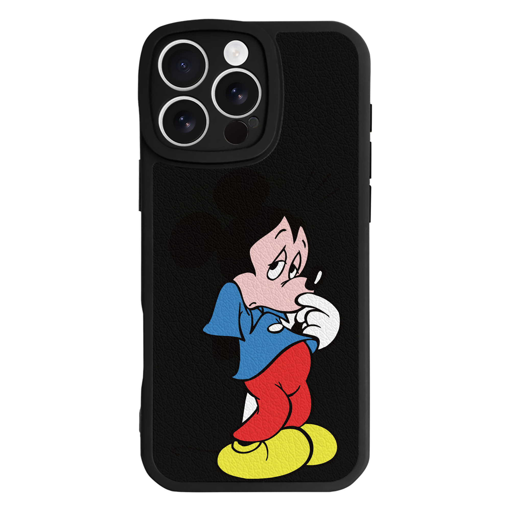 （画像用） ミッキーマウス Mickey Mouse 【iPhone 16シリーズ対応】シリコンスマホケース（レザー調） 材質：シリコン